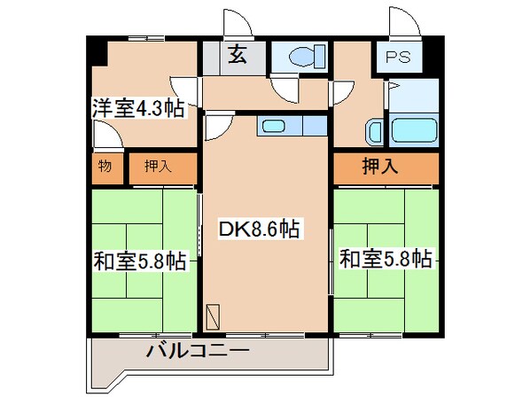 仲浜ハイツの物件間取画像